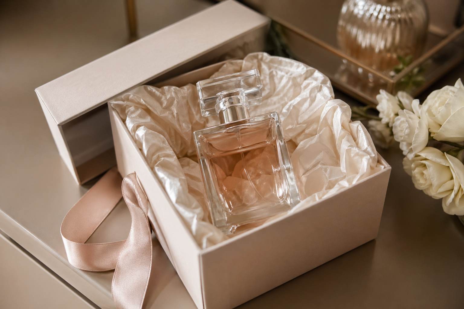 Kobieta używająca perfum.